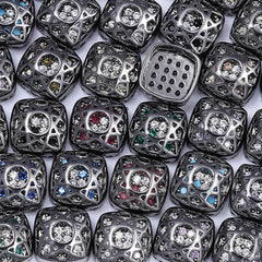 Cushion Square Shape Hematite Plated High-Quality Sew-on Alloy Charms Inlaid Cubic Zirconia WholesaleRhinestone