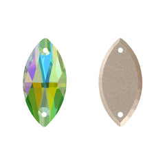 Peridot Shimmer Navette Shape High Quality Glass Sew-on Rhinestones WholesaleRhinestone