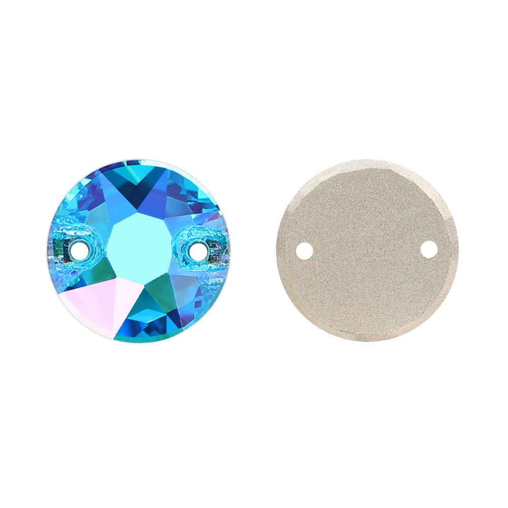 Aquamarine Shimmer XIRIUS Round Shape High Quality Glass Sew-on Rhinestones WholesaleRhinestone