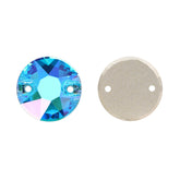 Aquamarine Shimmer XIRIUS Round Shape High Quality Glass Sew-on Rhinestones WholesaleRhinestone