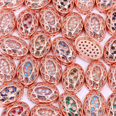 Oval Shape Rose Gold Plated High-Quality Sew-on Alloy Charms Inlaid Cubic Zirconia WholesaleRhinestone