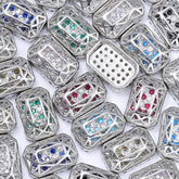 Octagon Shape Imitation Rhodium Plated High-Quality Sew-on Alloy Charms Inlaid Cubic Zirconia WholesaleRhinestone