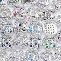 Cushion Square Shape Silver Plated High-Quality Sew-on Alloy Charms Inlaid Cubic Zirconia