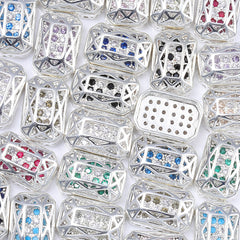 Oktagonform Silber plattiert hochwertige Seaug-On-Legierungen eingelegte Kubikzirkonia