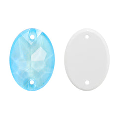 Electric Neon Aquamarine Oval Shape High Quality Glass Sew-on Rhinestones WholesaleRhinestone