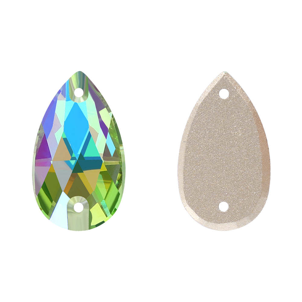 Peridot Shimmer Drop Shape High Quality Glass Sew-on Rhinestones WholesaleRhinestone