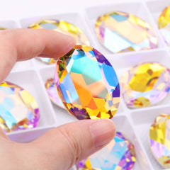 Paradise Shine Big Oval Shape High Quality Glass Pointed Back Fancy Rhinestones WholesaleRhinestone
