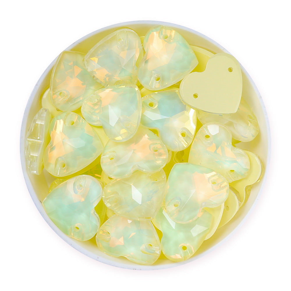 Jonquil AM Heart Shape High Quality Glass Sew-on Rhinestones WholesaleRhinestone