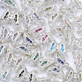 Butterfly Shape Silver Plated High-Quality Sew-on Alloy Charms Inlaid Cubic Zirconia WholesaleRhinestone