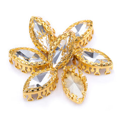 Crystal Navette Shape High-Quality Glass Sew-on Nest Hollow Claw Rhinestones