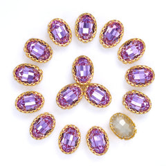 Violet Oval Shape High-Quality Glass Sew-on Nest Hollow Claw Rhinestones WholesaleRhinestone