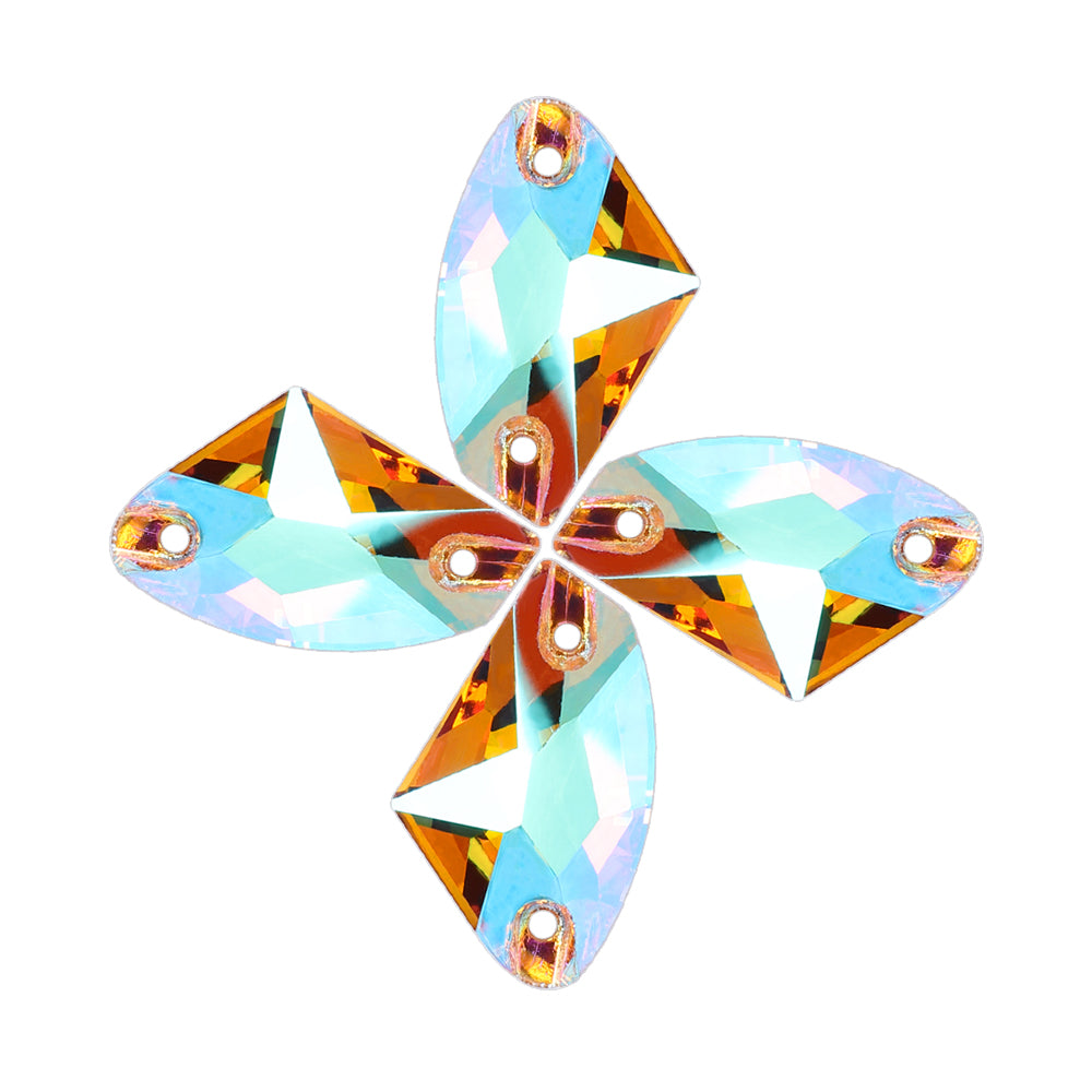 Iridescent Green Galactic Shape High Quality Glass Sew-on Rhinestones WholesaleRhinestone