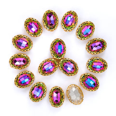 Volcano Oval Shape High-Quality Glass Sew-on Nest Hollow Claw Rhinestones WholesaleRhinestone