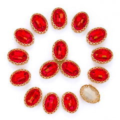 Light Siam Oval Shape High-Quality Glass Sew-on Nest Hollow Claw Rhinestones WholesaleRhinestone