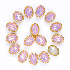 Rose Water Opal Oval Shape High-Quality Glass Sew-on Nest Hollow Claw Rhinestones WholesaleRhinestone