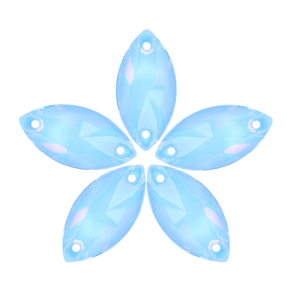 Light Sapphire AM Navette Shape High Quality Glass Sew-on Rhinestones WholesaleRhinestone