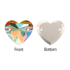 Iridescent Green Heart Shape High Quality Glass Sew-on Rhinestones WholesaleRhinestone