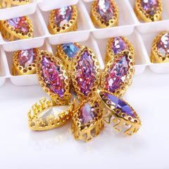 Vitrail Light Navette Shape High-Quality Glass Sew-on Nest Hollow Claw Rhinestones WholesaleRhinestone