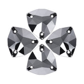 Jet Metallic Silver Trilliant Shape High Quality Glass Sew-on Rhinestones WholesaleRhinestone