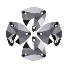 Jet Metallic Silver Trilliant Shape High Quality Glass Sew-on Rhinestones WholesaleRhinestone