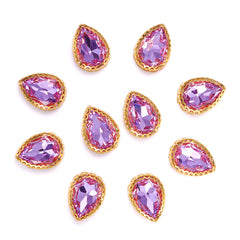 Violet Drop Shape High-Quality Glass Sew-on Nest Hollow Claw Rhinestones WholesaleRhinestone
