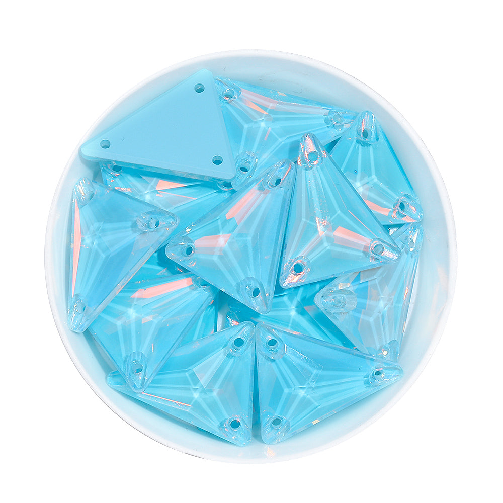 Slim Triangle Shape Aquamarine AM High Quality Glass Sew-on Rhinestones WholesaleRhinestone
