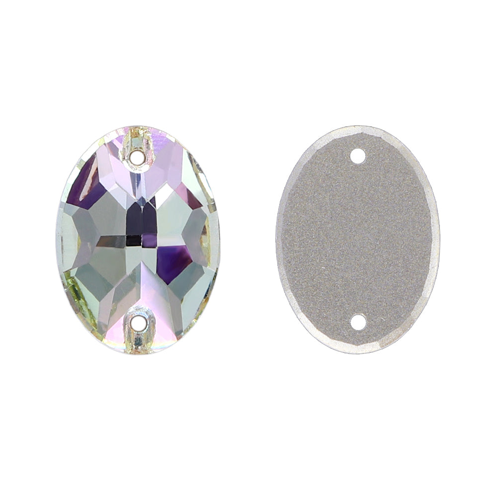 Luminous Green Oval Shape High Quality Glass Sew-on Rhinestones WholesaleRhinestone