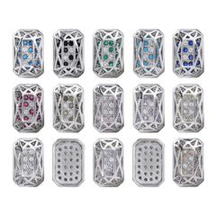 Octagon Shape Imitation Rhodium Plated High-Quality Sew-on Alloy Charms Inlaid Cubic Zirconia WholesaleRhinestone