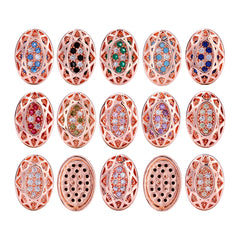 Oval Shape Rose Gold Plated High-Quality Sew-on Alloy Charms Inlaid Cubic Zirconia WholesaleRhinestone