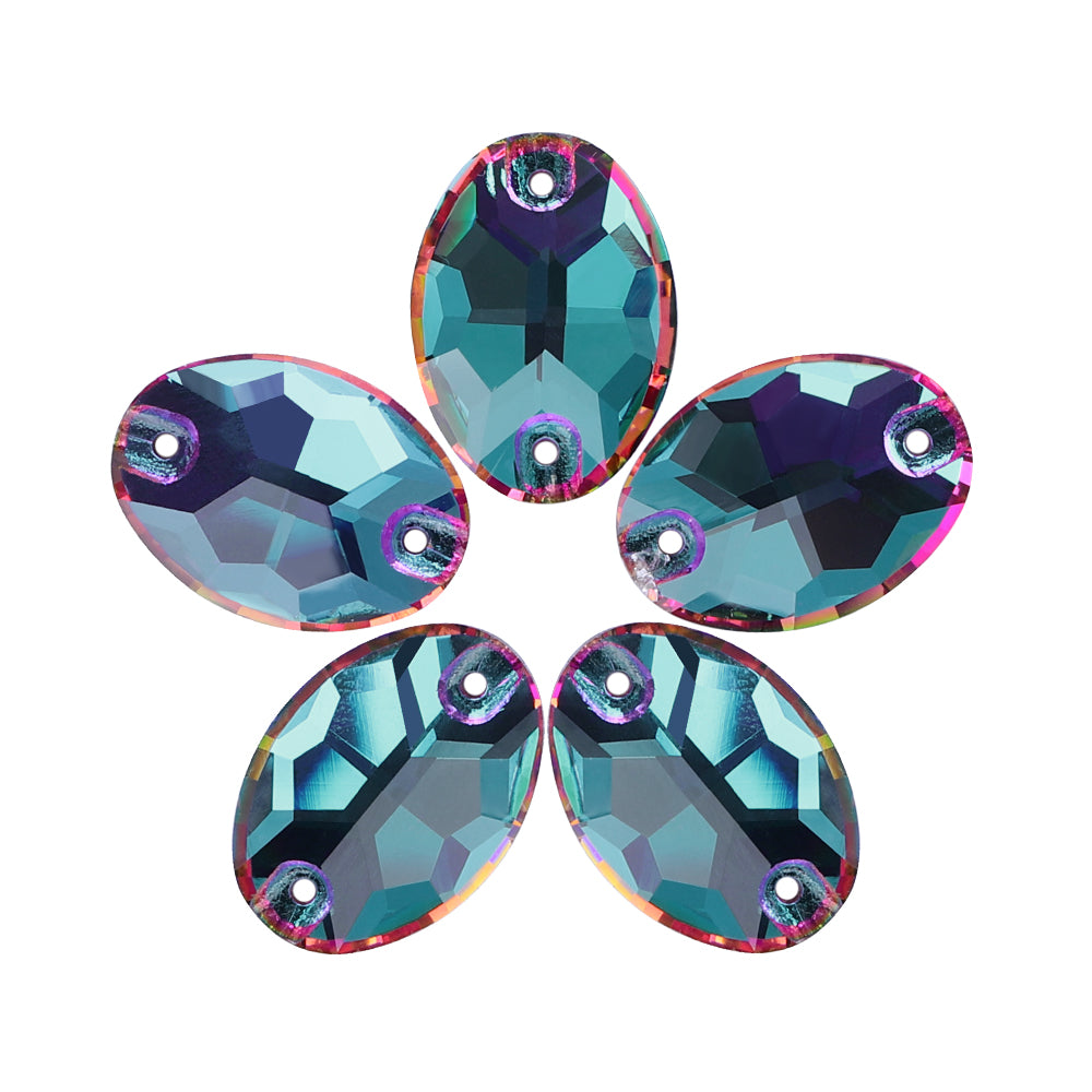 Heliotrope Oval Shape High Quality Glass Sew-on Rhinestones WholesaleRhinestone