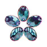 Heliotrope Oval Shape High Quality Glass Sew-on Rhinestones WholesaleRhinestone