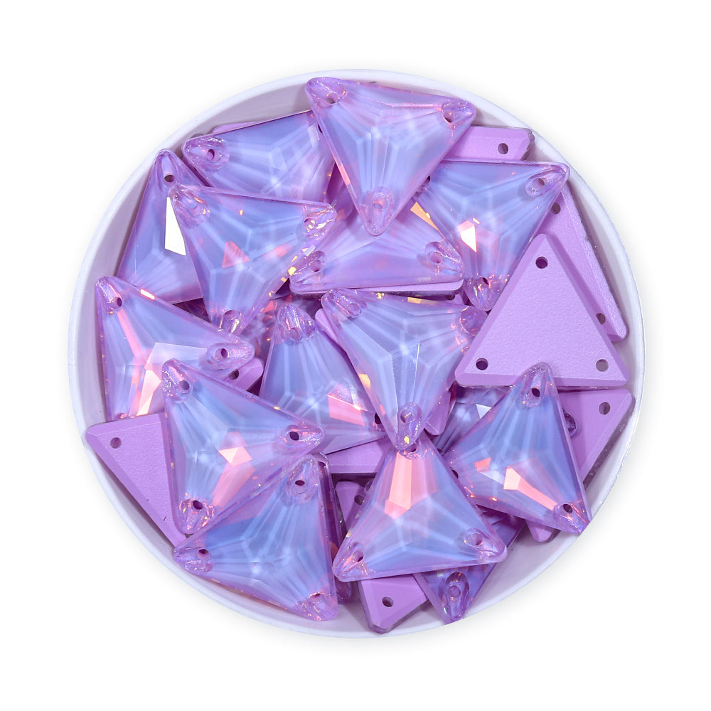 Lavender AM Triangle Shape High Quality Glass Sew-on Rhinestones WholesaleRhinestone