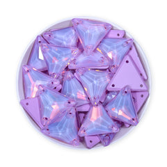 Lavender AM Triangle Shape High Quality Glass Sew-on Rhinestones WholesaleRhinestone