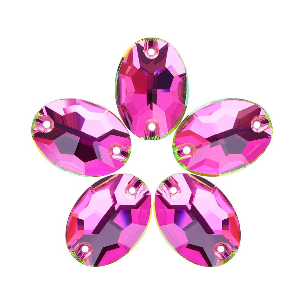Vitrail Rose Oval Shape High Quality Glass Sew-on Rhinestones WholesaleRhinestone