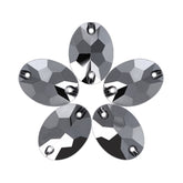 Jet Metallic Silver Oval Shape High Quality Glass Sew-on Rhinestones WholesaleRhinestone