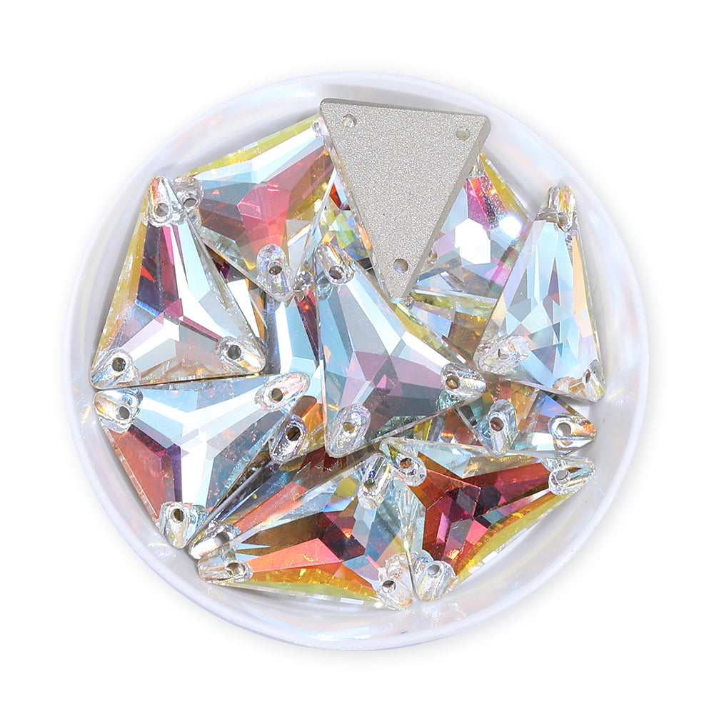 Slim Triangle Shape Light Crystal AB High Quality Glass Sew-on Rhinestones WholesaleRhinestone