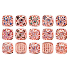 Cushion Square Shape Rose Gold Plated High-Quality Sew-on Alloy Charms Inlaid Cubic Zirconia WholesaleRhinestone