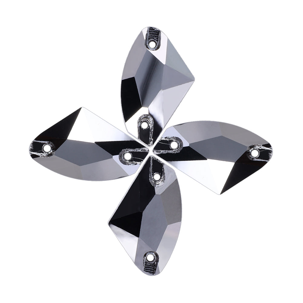 Jet Metallic Silver Galactic Shape High Quality Glass Sew-on Rhinestones WholesaleRhinestone