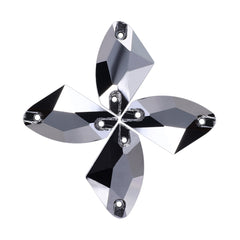 Jet Metallic Silver Galactic Shape High Quality Glass Sew-on Rhinestones WholesaleRhinestone