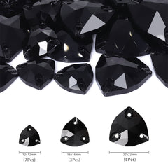 Mixed Sizes Jet Trilliant Shape High Quality Glass Sew-on Rhinestones