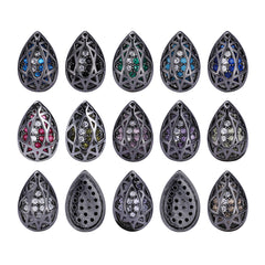 Drop Shape Hematite Plated High-Quality Sew-on Alloy Charms Inlaid Cubic Zirconia WholesaleRhinestone