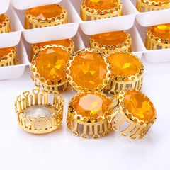 Topaz Opal Gemstone Flower Round Shape High-Quality Glass Sew-on Nest Hollow Claw Rhinestones WholesaleRhinestone