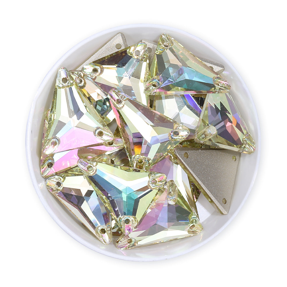 Slim Triangle Shape Luminous Green High Quality Glass Sew-on Rhinestones WholesaleRhinestone