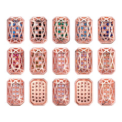 Octagon Shape Rose Gold Plated High-Quality Sew-on Alloy Charms Inlaid Cubic Zirconia WholesaleRhinestone