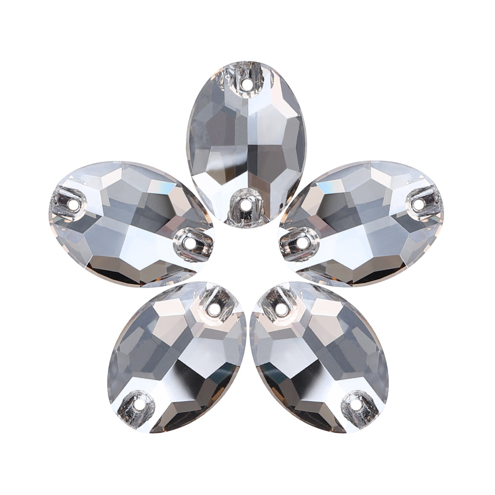 Satin Oval Shape High Quality Glass Sew-on Rhinestones WholesaleRhinestone