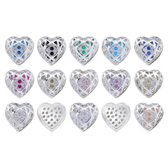 Heart Shape Silver Plated High-Quality Sew-on Alloy Charms Inlaid Cubic Zirconia