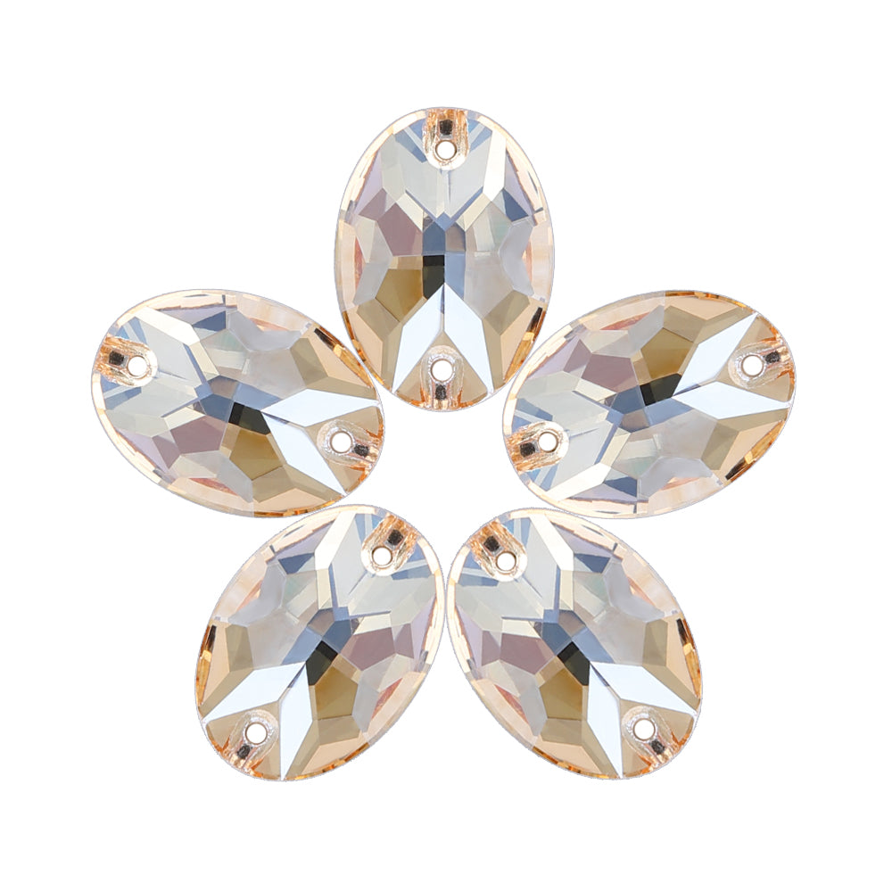 Golden Shadow Oval Shape High Quality Glass Sew-on Rhinestones WholesaleRhinestone