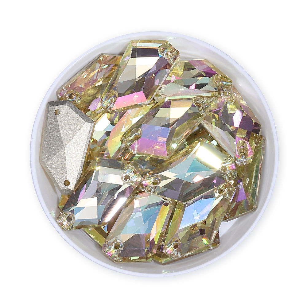 Luminous Green De-Art Shape High Quality Glass Sew-on Rhinestones WholesaleRhinestone