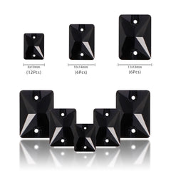 Mixed Sizes Jet Rectangle Shape High Quality Glass Sew-on Rhinestones WholesaleRhinestone