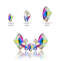 Mixed Sizes Crystal AB Galactic Shape High Quality Glass Sew-on Rhinestones WholesaleRhinestone